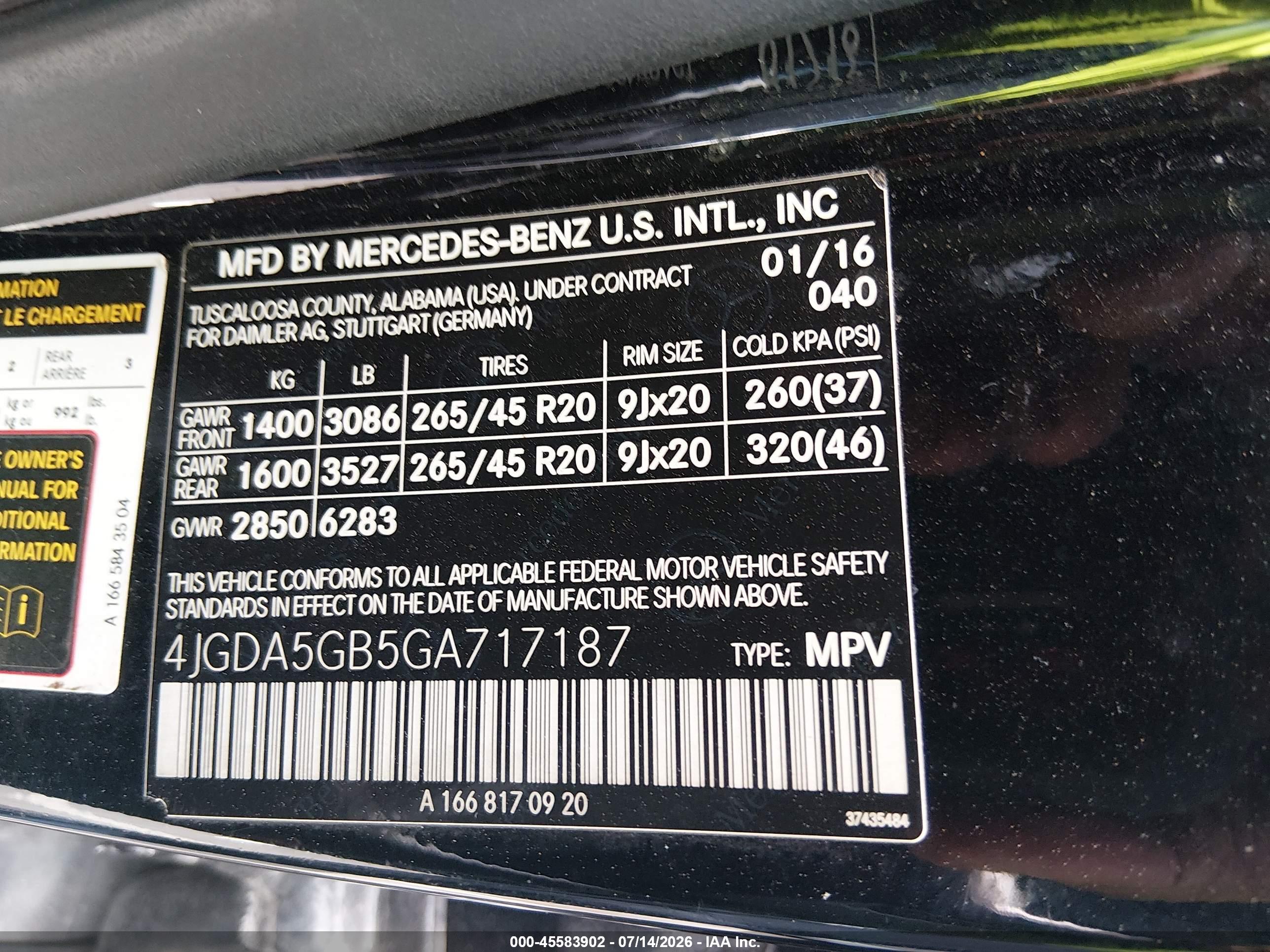 2016 MERCEDES-BENZ GLE 400 4MATIC