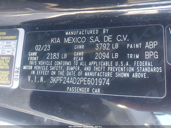 2023 KIA FORTE LXS