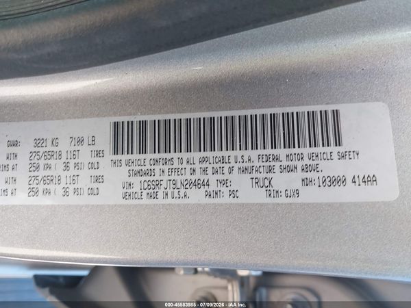 2020 RAM 1500 LARAMIE  4X4 5'7 BOX