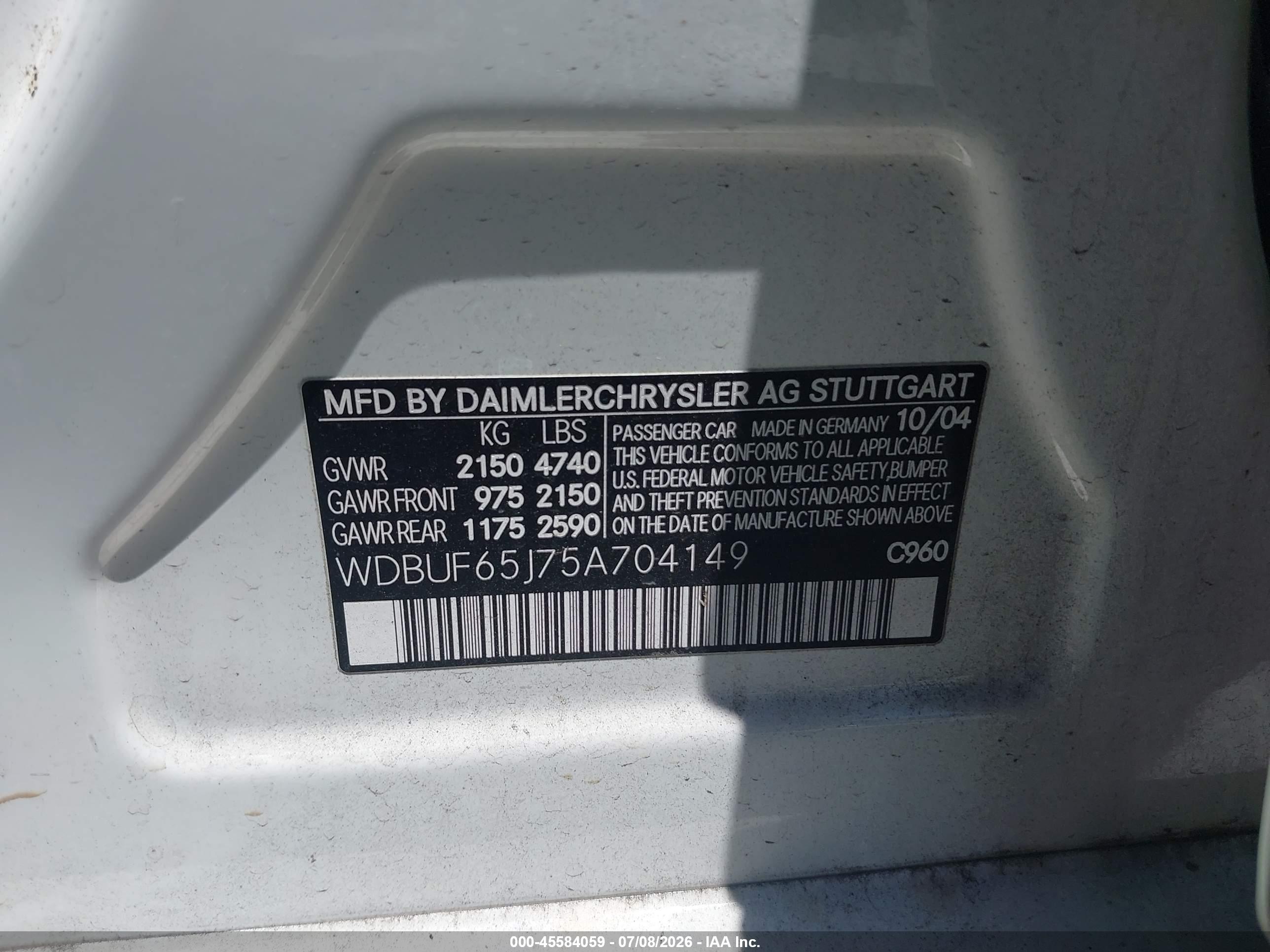 2005 MERCEDES-BENZ E 320 E320