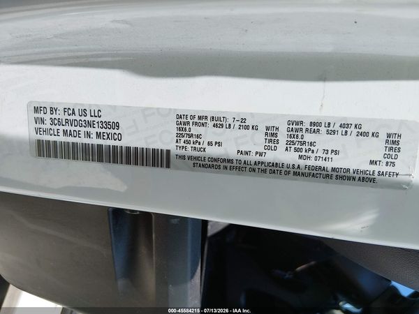 2022 RAM PROMASTER 2500 HIGH ROOF 159 WB