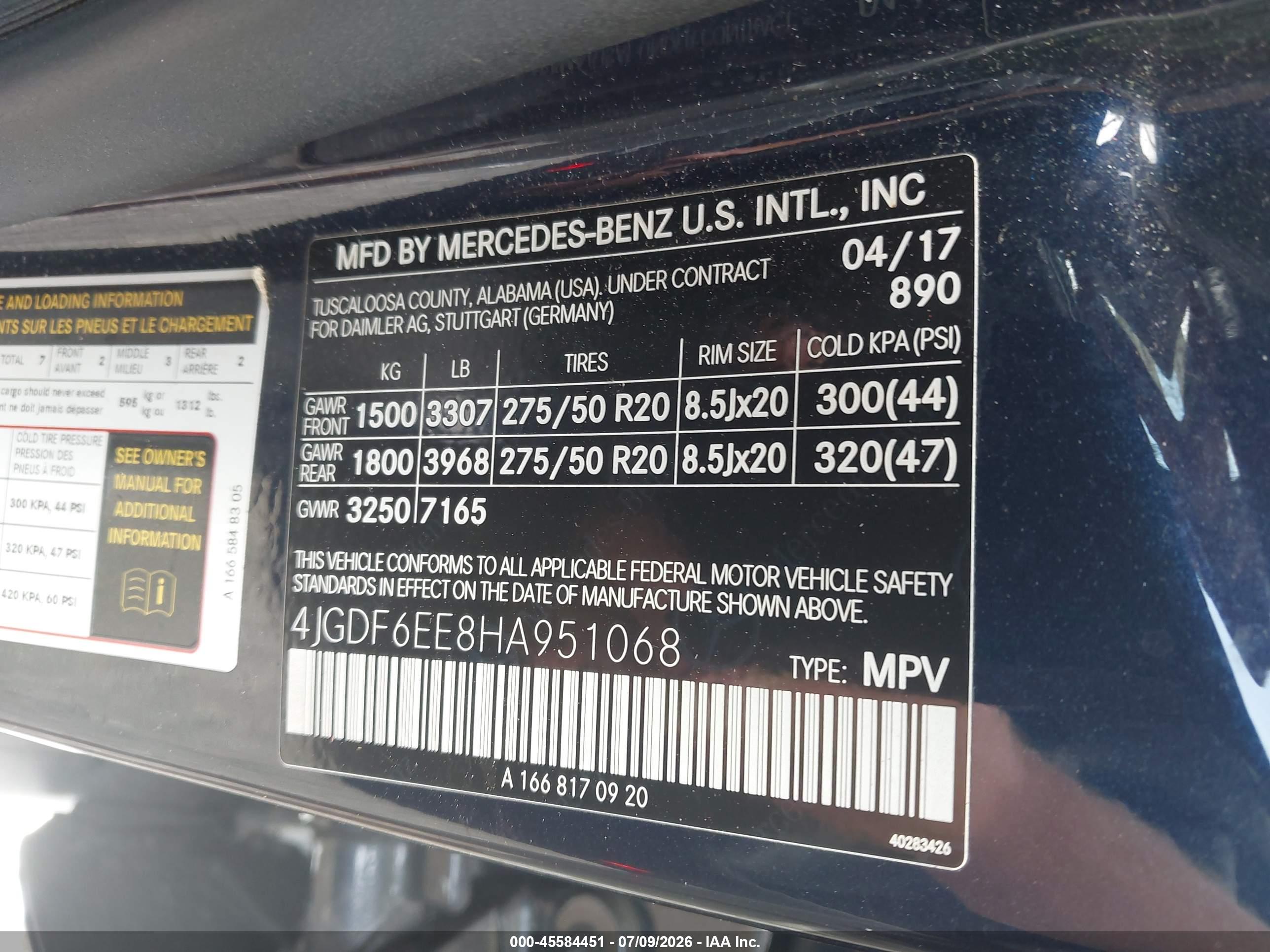 2017 MERCEDES-BENZ GLS 450 4MATIC