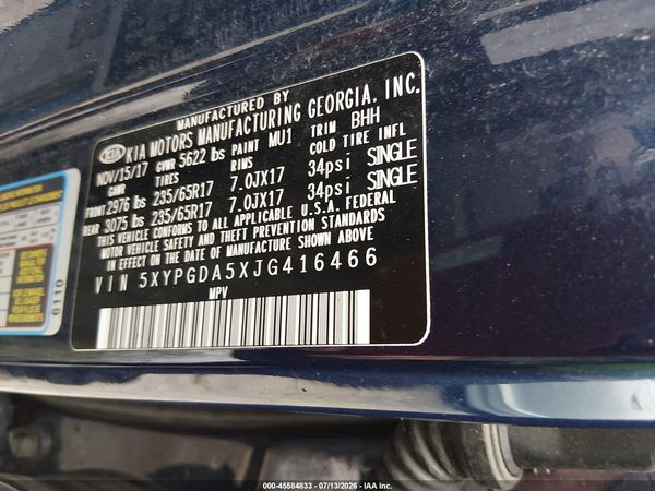 2018 KIA SORENTO 3.3L LX