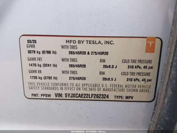 2020 TESLA MODEL X