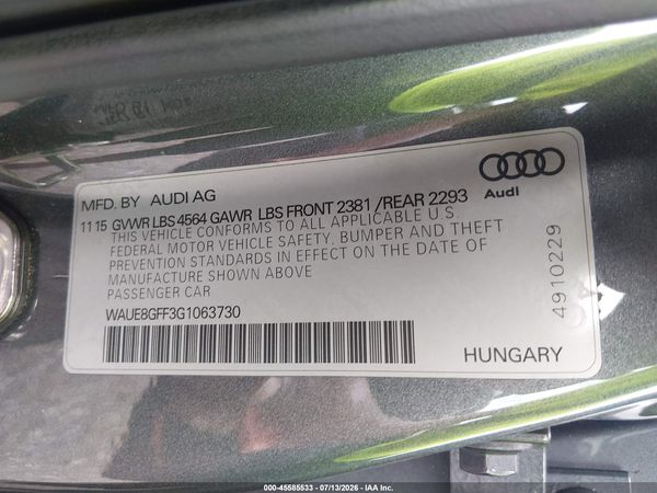 2016 AUDI A3 2.0T PREMIUM PLUS
