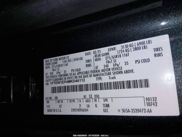 2021 FORD F-150 XLT