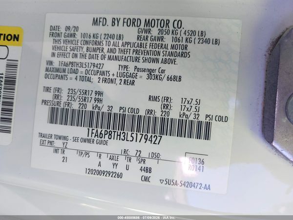 2020 FORD MUSTANG ECOBOOST FASTBACK