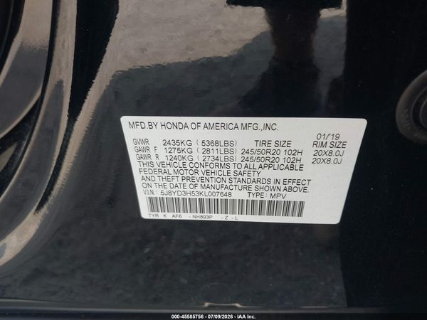 2019 ACURA MDX TECH PKG