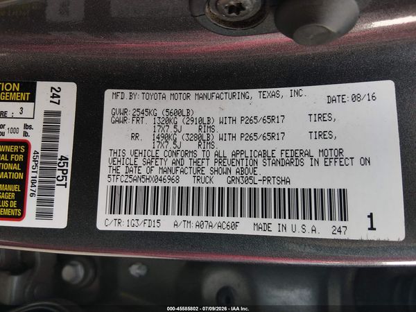 2017 TOYOTA TACOMA TRD SPORT