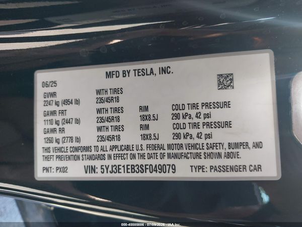 2025 TESLA MODEL 3
