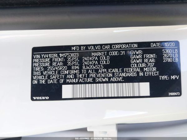 2021 VOLVO XC60 T5 INSCRIPTION