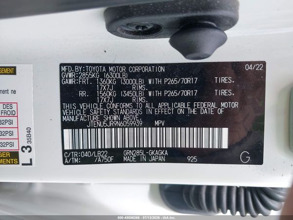 2022 TOYOTA 4RUNNER SR5 PREMIUM