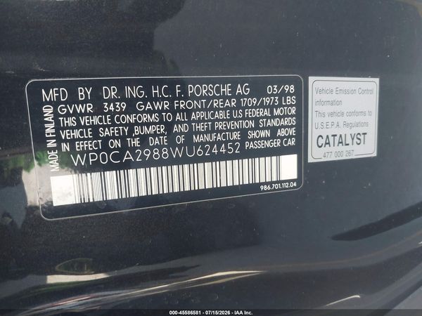 1998 PORSCHE BOXSTER