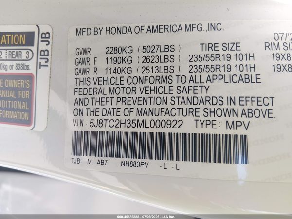 2021 ACURA RDX STANDARD