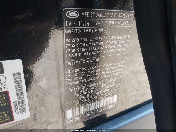 2017 LAND ROVER RANGE ROVER 5.0L V8 SUPERCHARGED