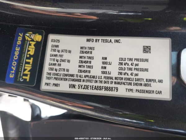 2025 TESLA MODEL 3