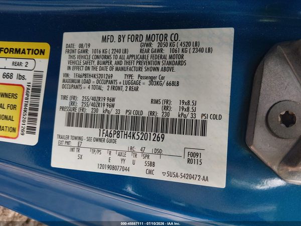 2019 FORD MUSTANG ECOBOOST PREMIUM