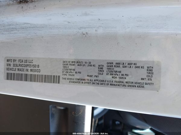 2023 RAM PROMASTER 2500 HIGH ROOF 136 WB