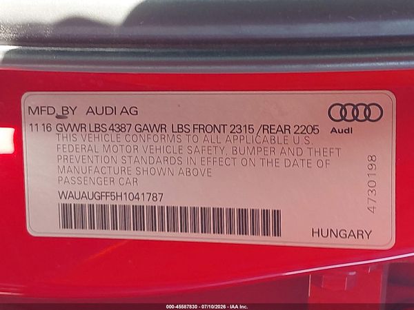 2017 AUDI A3 PREMIUM