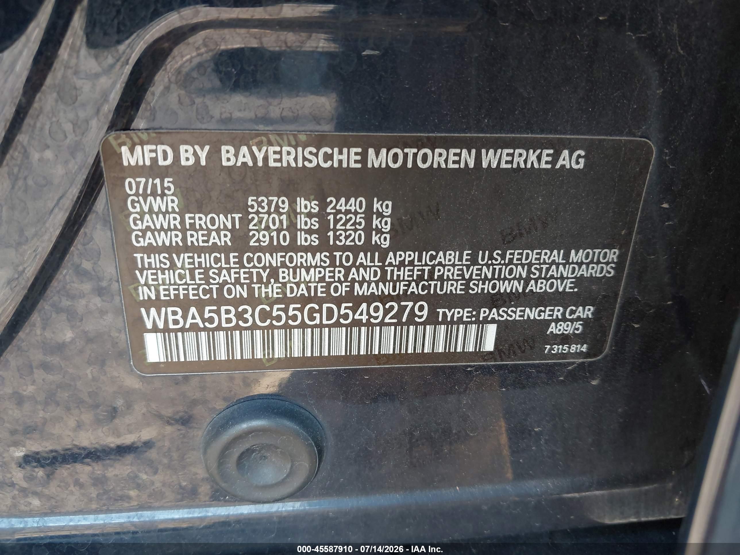 2016 BMW 535I XDRIVE