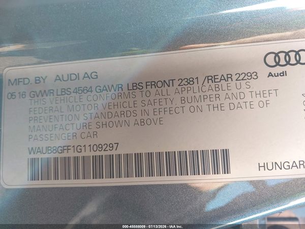 2016 AUDI A3 2.0T PREMIUM