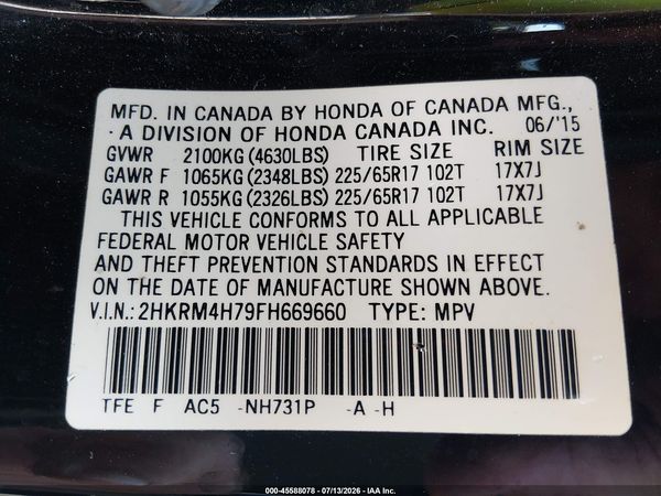 2015 HONDA CR-V EX-L
