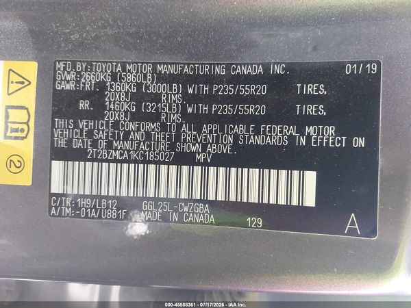 2019 LEXUS RX 350 350 Standard