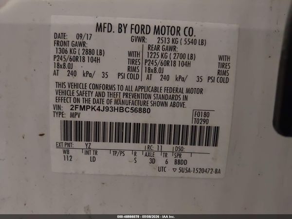 2017 FORD EDGE SEL — I9