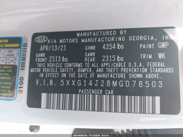 2021 KIA K5 LXS