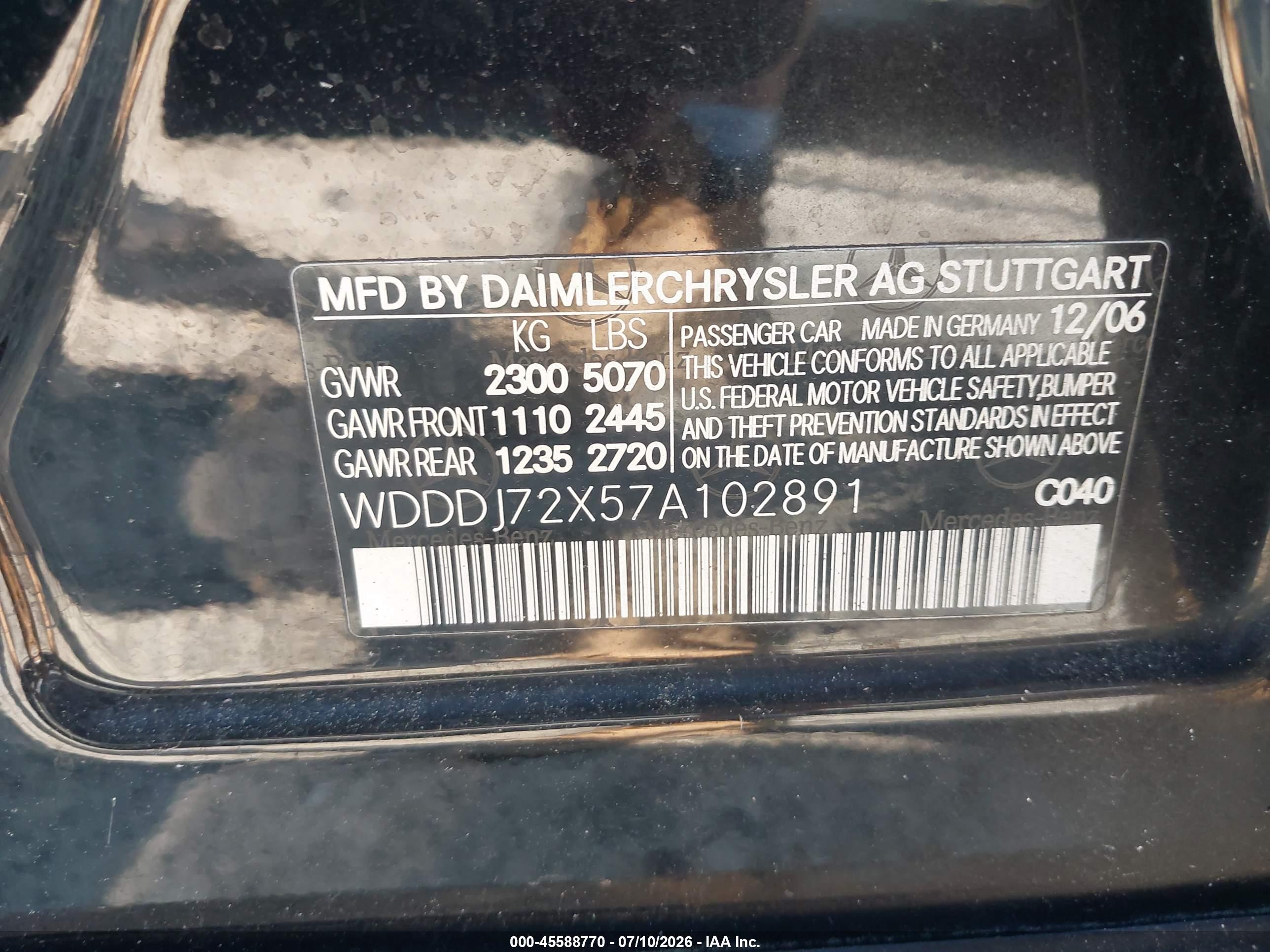 2007 MERCEDES-BENZ CLS 550 CLS550