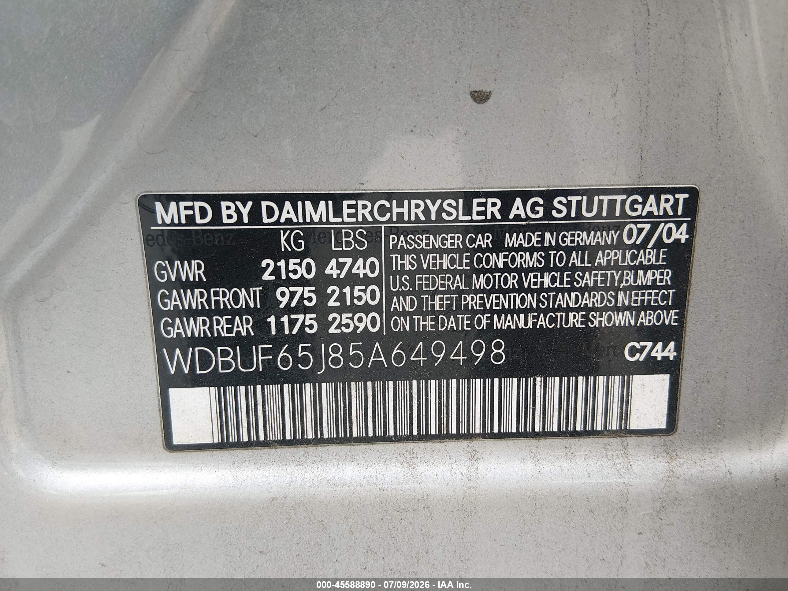 2005 MERCEDES-BENZ E 320 E320