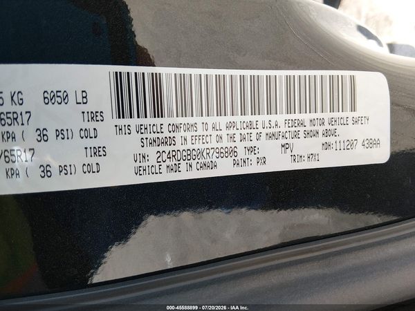 2019 DODGE GRAND CARAVAN SE — I9