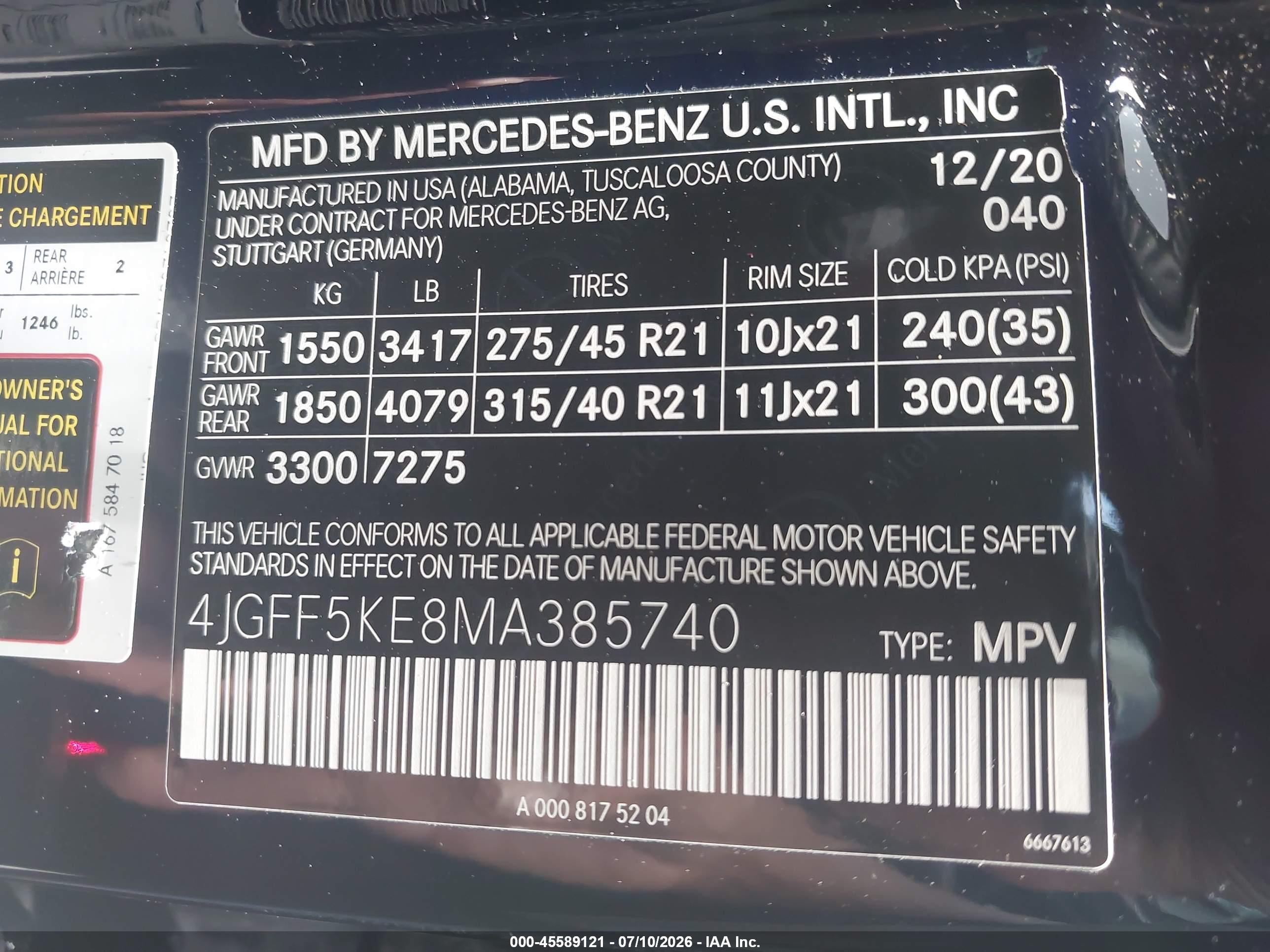 2021 MERCEDES-BENZ GLS 450 4MATIC