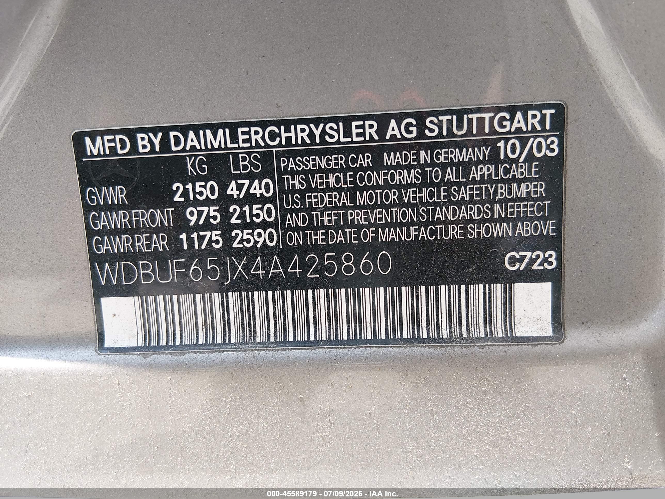2004 MERCEDES-BENZ E 320 E320