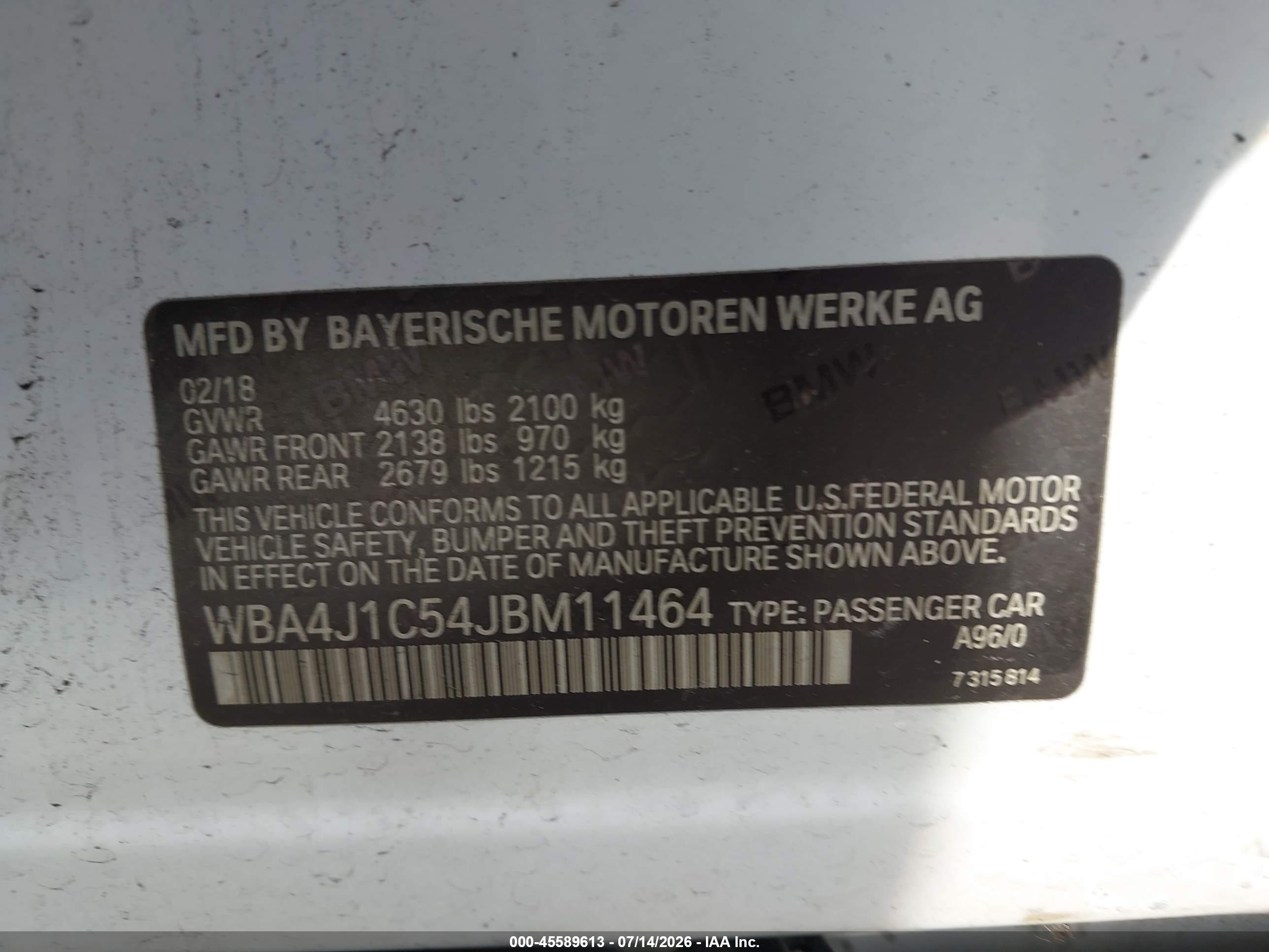 2018 BMW 430I GRAN COUPE