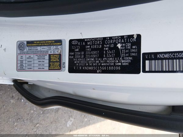 2016 KIA SEDONA LX
