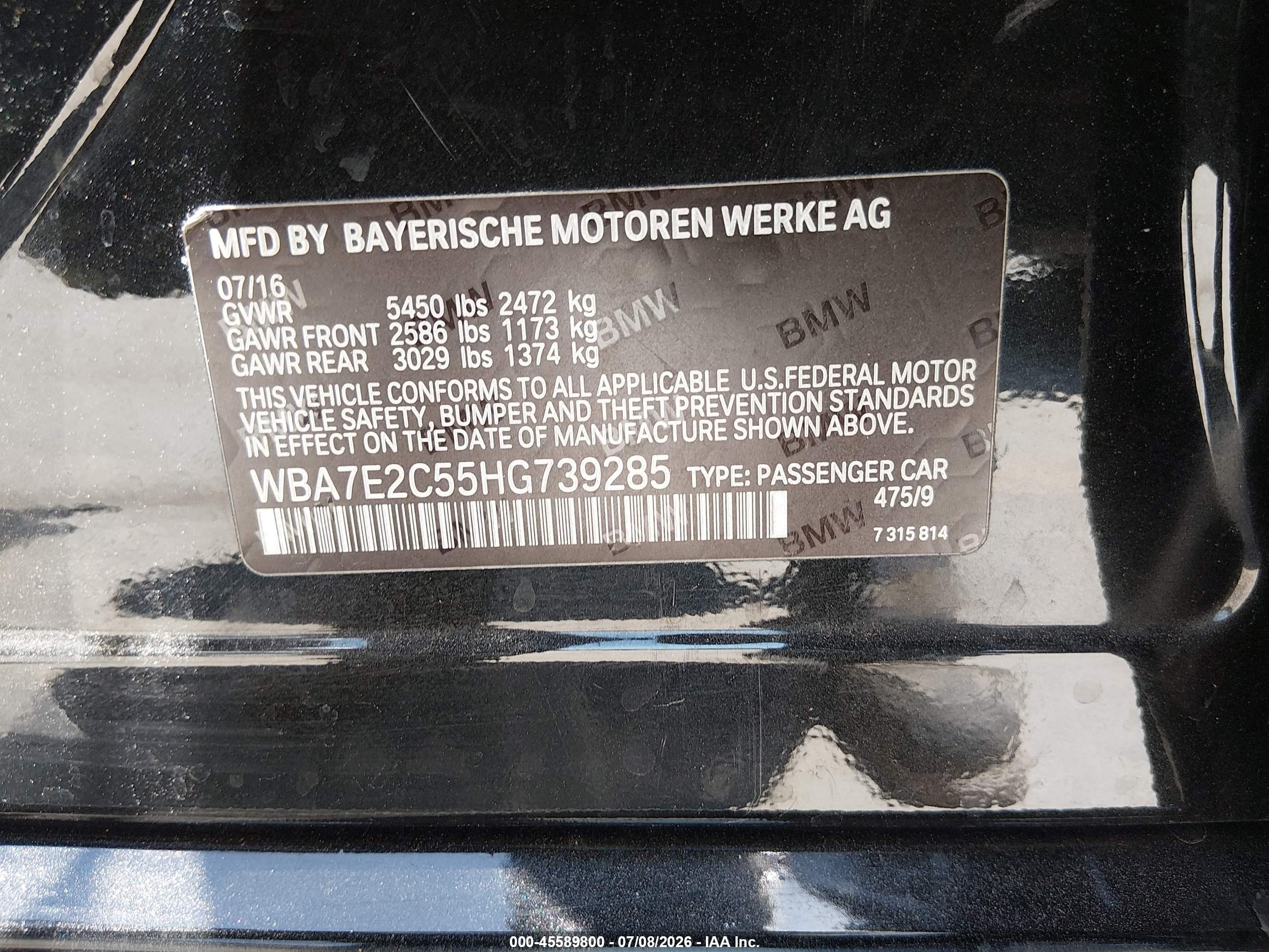 2017 BMW 740I