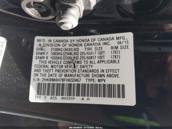2015 HONDA CR-V EX-L