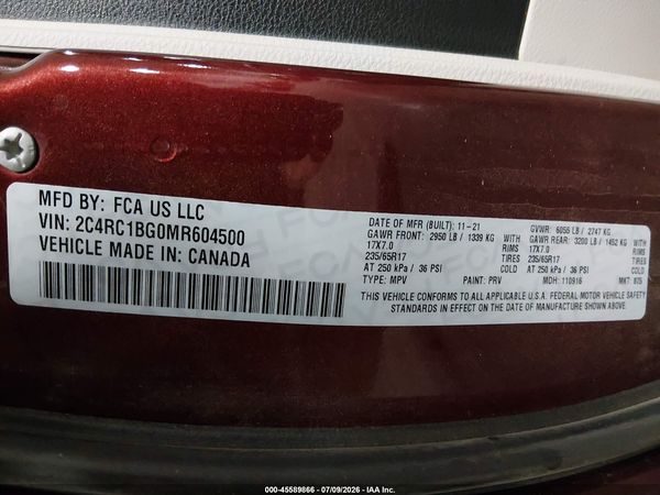 2021 CHRYSLER PACIFICA TOURING L