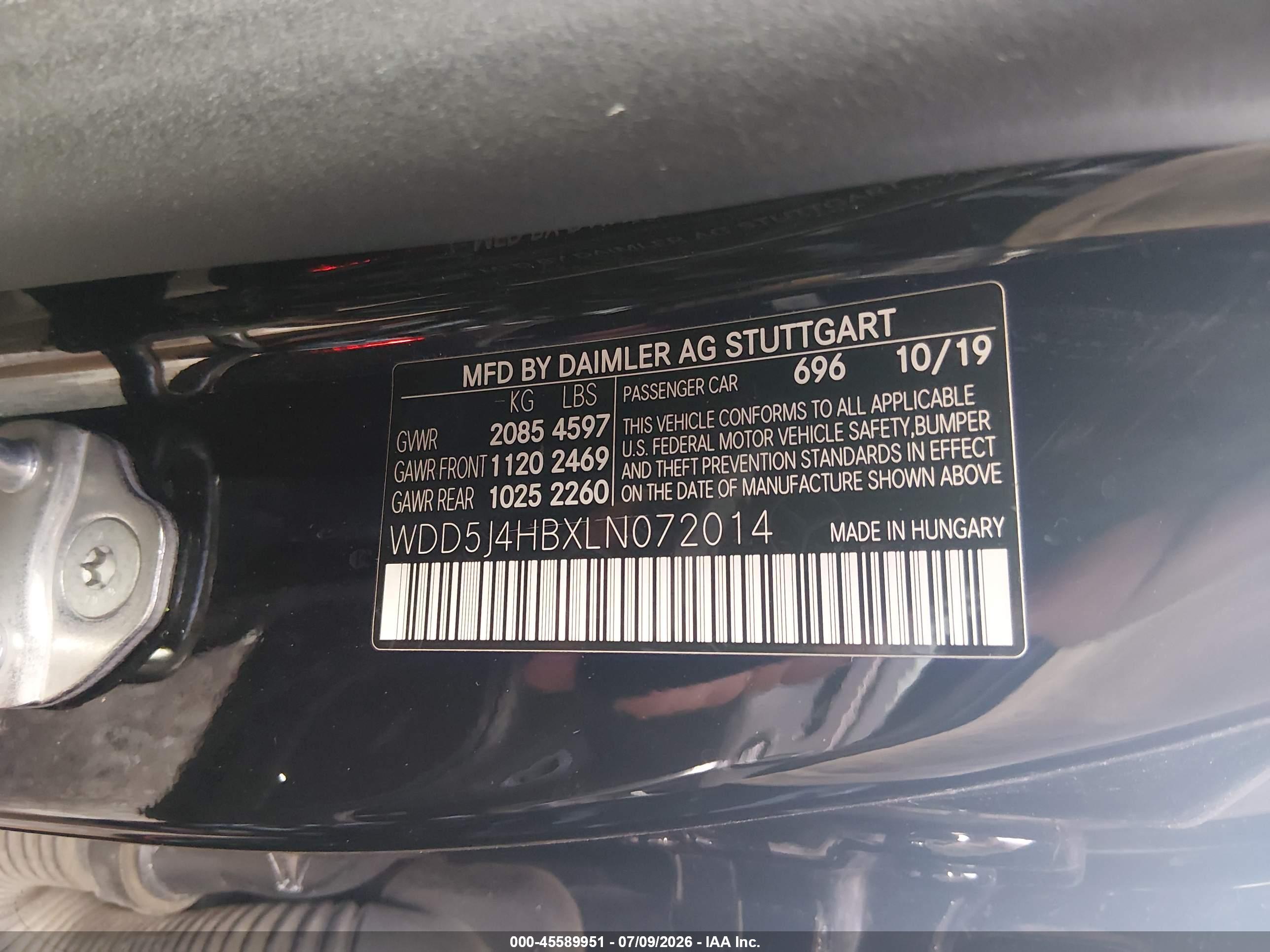 2020 MERCEDES-BENZ CLA 250 4MATIC