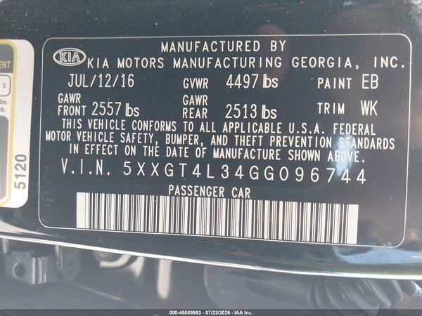 2016 KIA OPTIMA LX