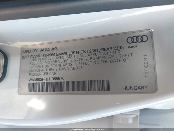 2017 AUDI A3 PREMIUM