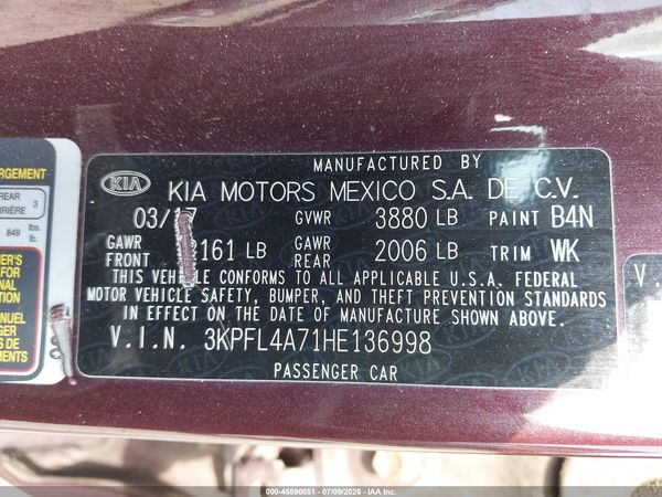 2017 KIA FORTE LX
