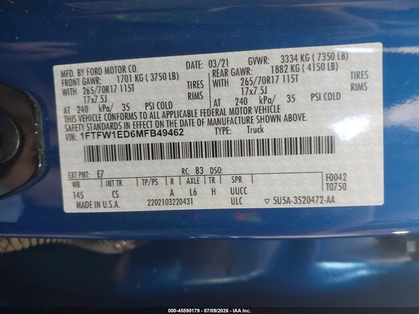 2021 FORD F-150 XL