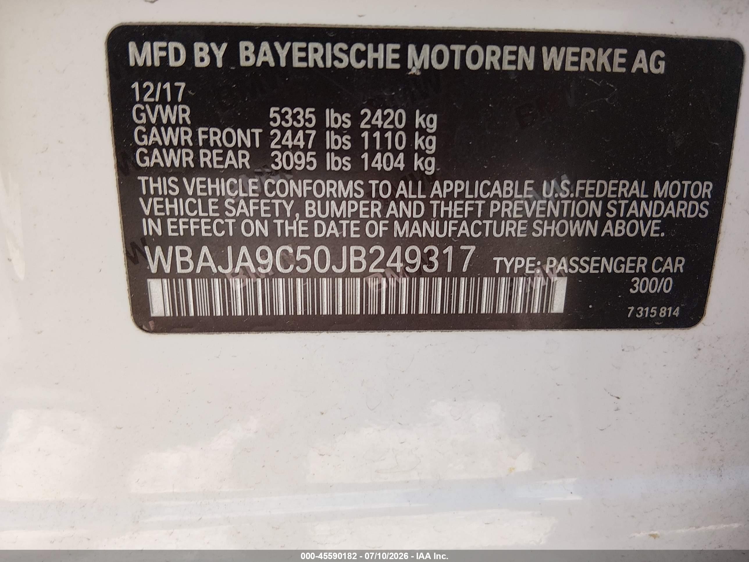 2018 BMW 530E IPERFORMANCE