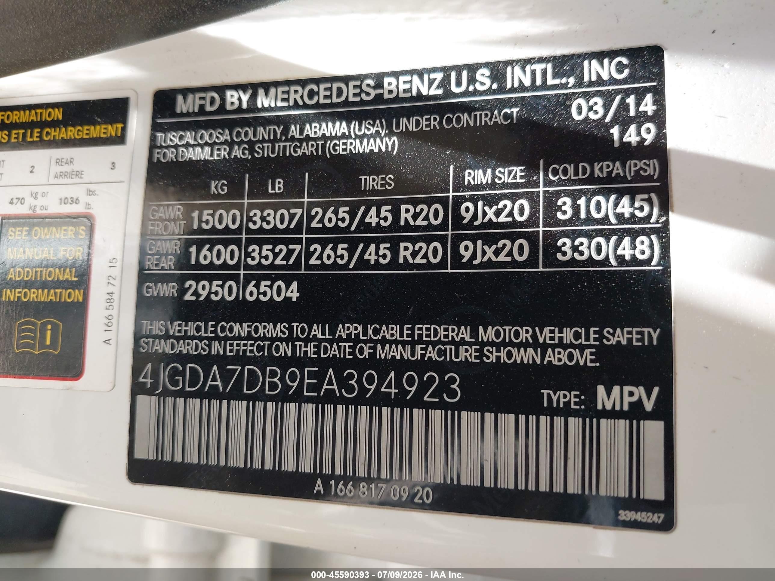 2014 MERCEDES-BENZ ML 550 4MATIC