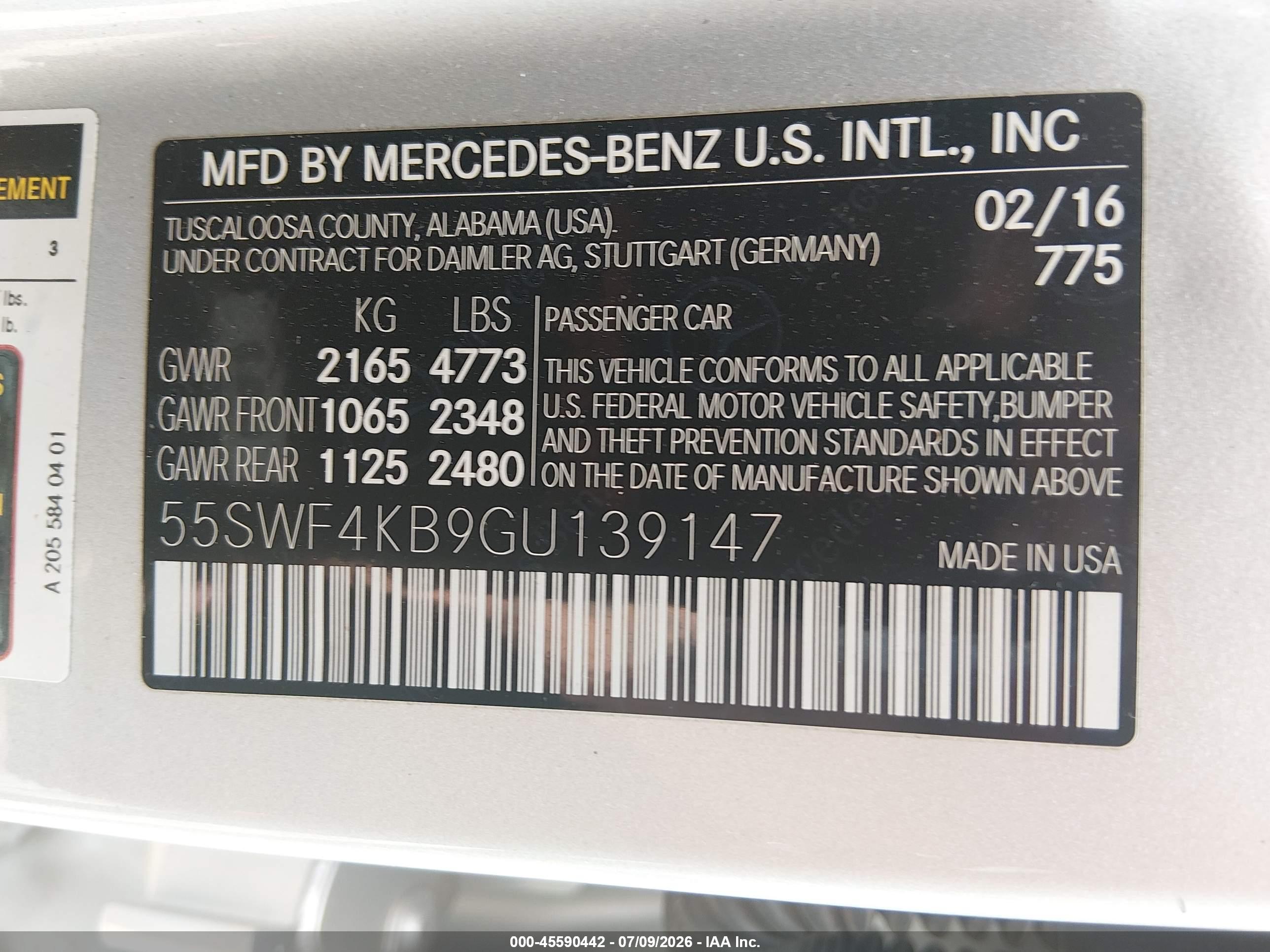 2016 MERCEDES-BENZ C 300 SPORT 4MATIC