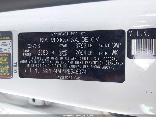 2023 KIA FORTE LXS