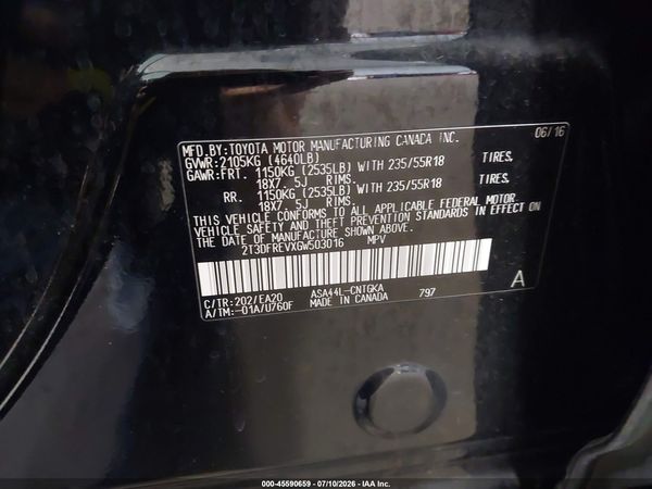 2016 TOYOTA RAV4 LIMITED