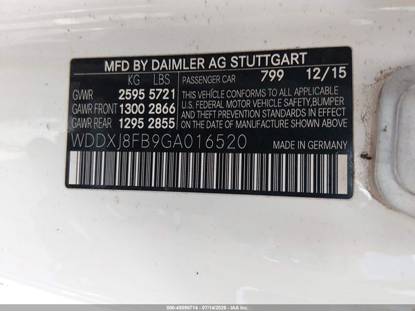 2016 MERCEDES-BENZ S 550 4MATIC — I9
